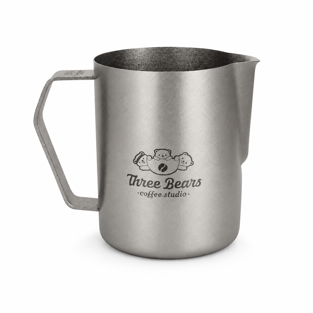 Three Bears Coffee Studio Titanium Milk Pitcher 600ml - Front View