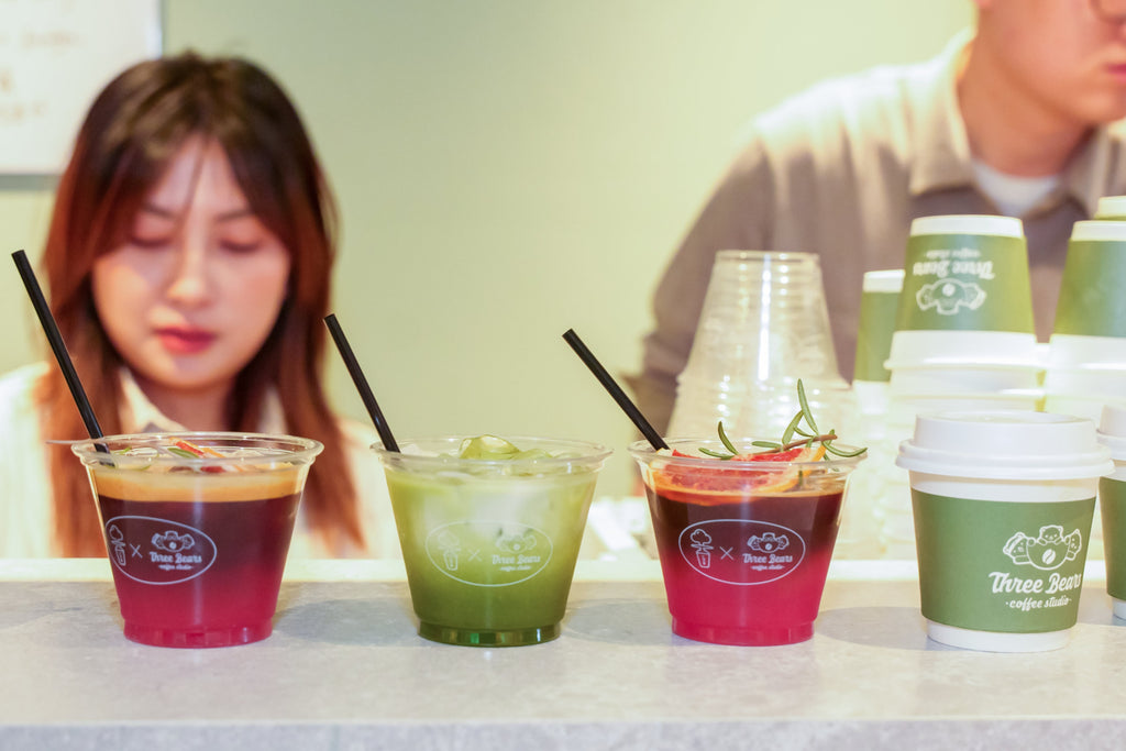 Custom matcha coffee and colourful specialty drinks