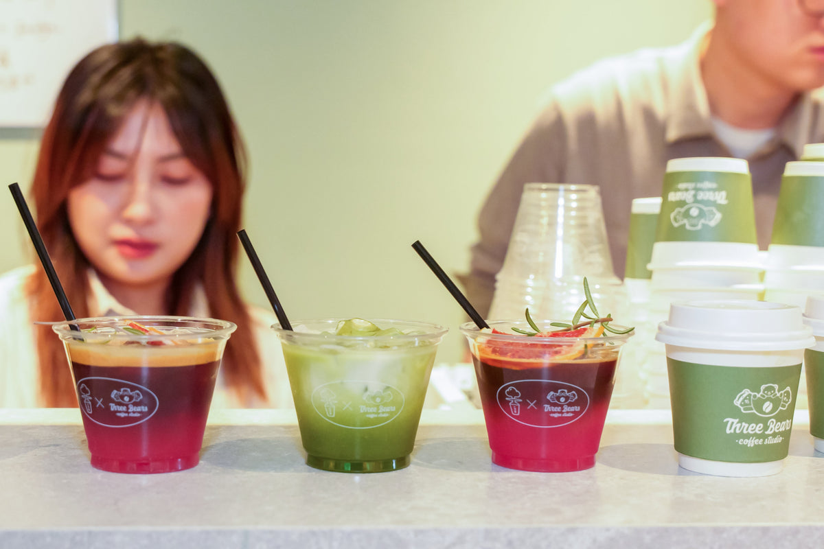 Custom matcha coffee and colourful specialty drinks