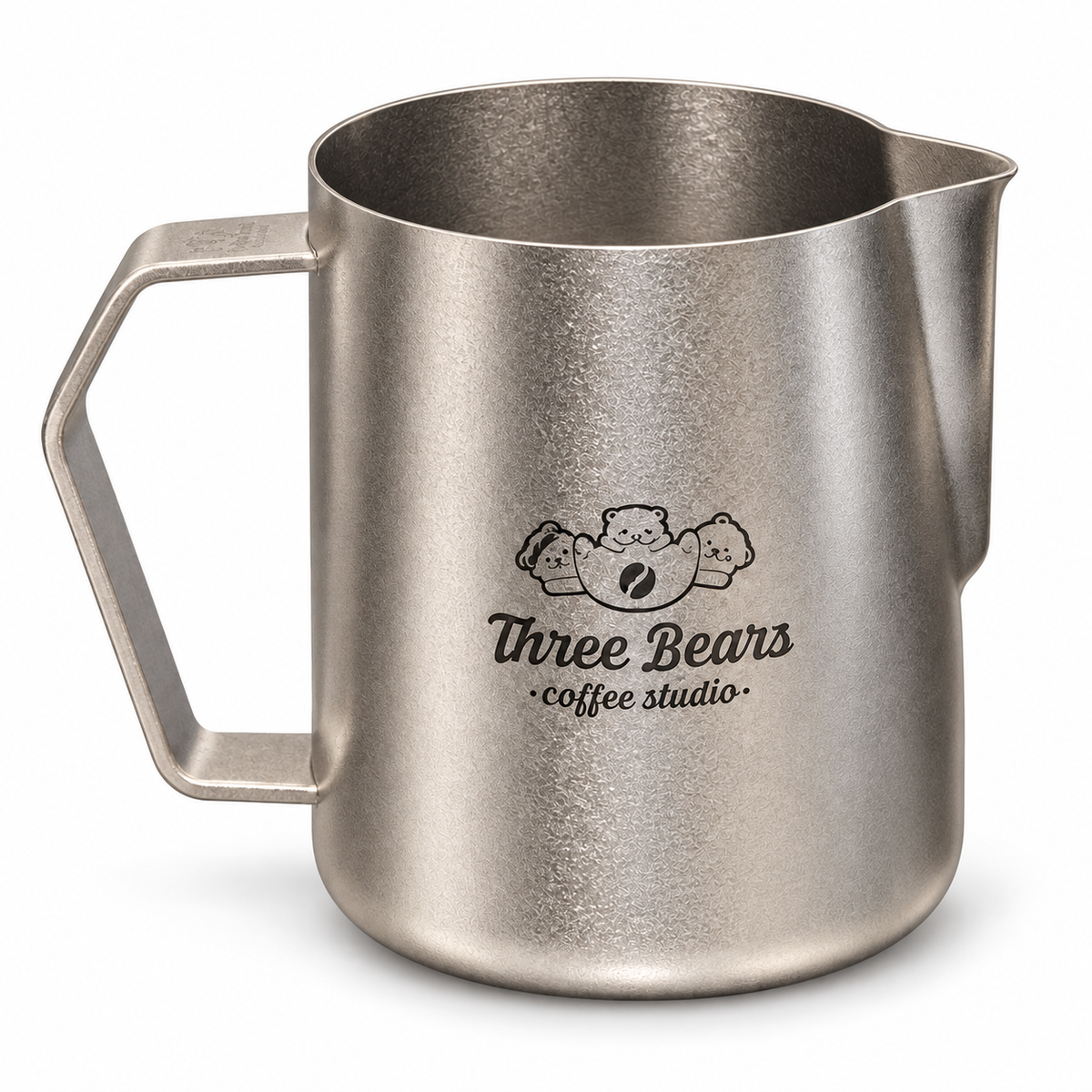 Three Bears Coffee Studio Titanium Milk Pitcher 600ml front view