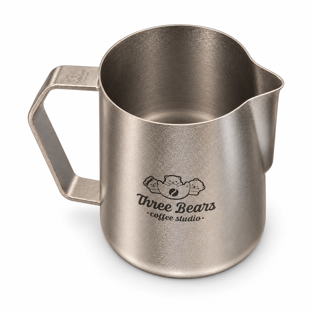 Three Bears Coffee Studio Titanium Milk Pitcher 600ml top view